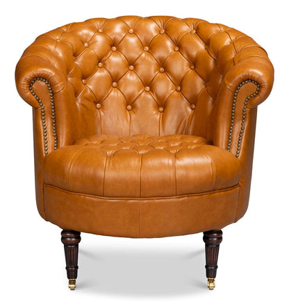 Sarreid Ltd - Bastian Armchair, Tan Brown Leather in Brown - 54241-TB view 2