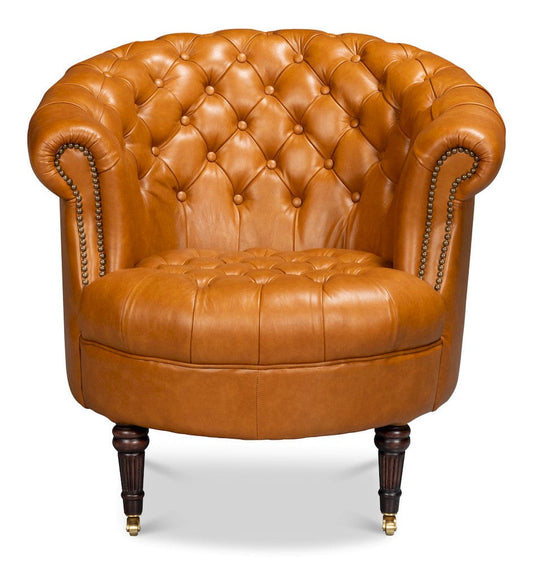 Sarreid Ltd - Bastian Armchair, Tan Brown Leather in Brown - 54241-TB view 2