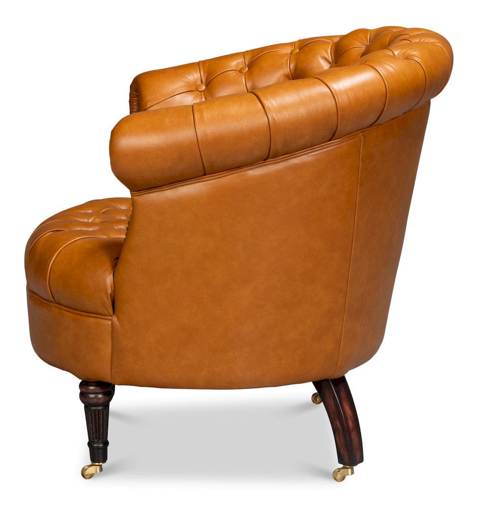 Sarreid Ltd - Bastian Armchair, Tan Brown Leather in Brown - 54241-TB view 3