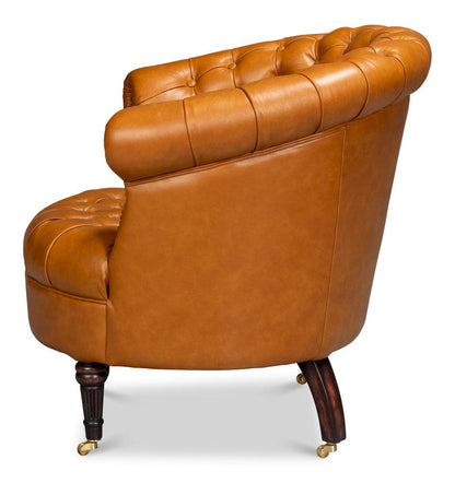 Sarreid Ltd - Bastian Armchair, Tan Brown Leather in Brown - 54241-TB view 3