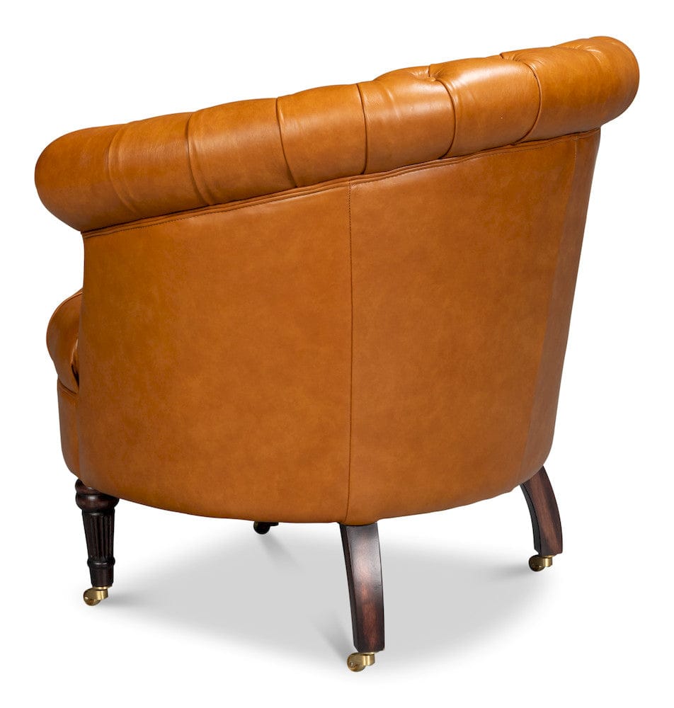 Sarreid Ltd - Bastian Armchair, Tan Brown Leather in Brown - 54241-TB view 5