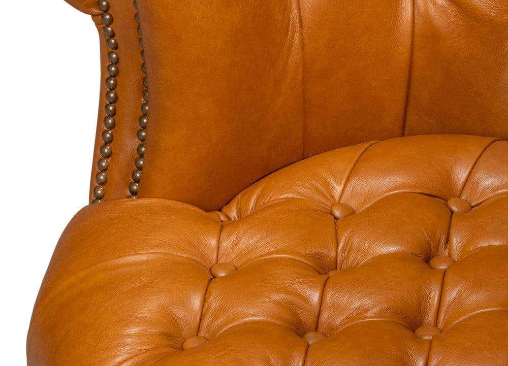 Sarreid Ltd - Bastian Armchair, Tan Brown Leather in Brown - 54241-TB view 8