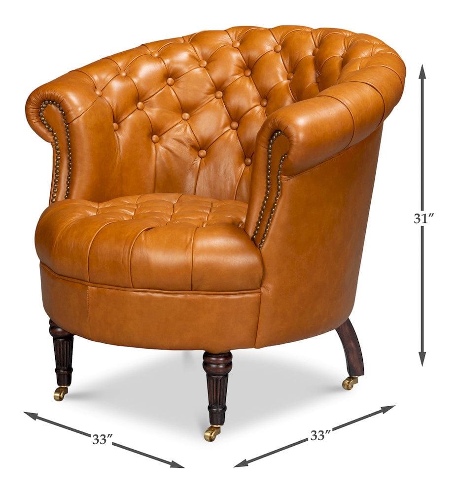 Sarreid Ltd - Bastian Armchair, Tan Brown Leather in Brown - 54241-TB view 13