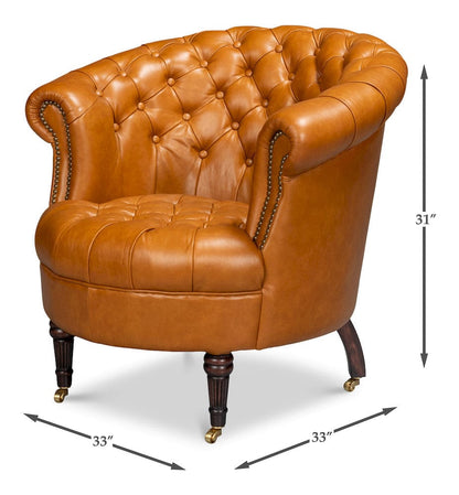 Sarreid Ltd - Bastian Armchair, Tan Brown Leather in Brown - 54241-TB view 13