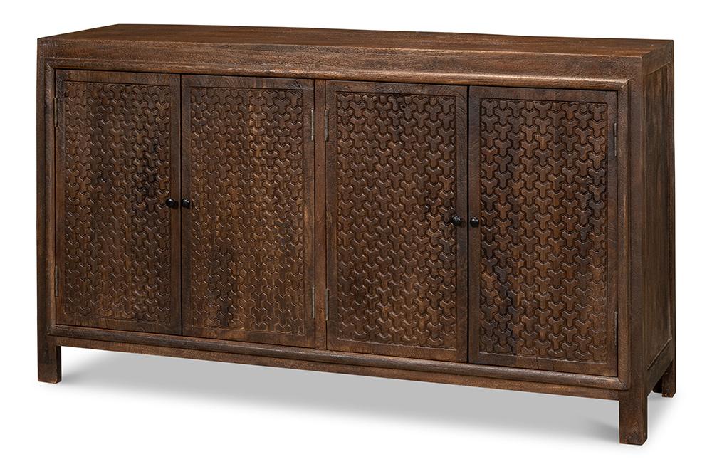 Sarreid Ltd - Battle Chainmail 4 Door Sideboard - Brown - 53648 veiw 1