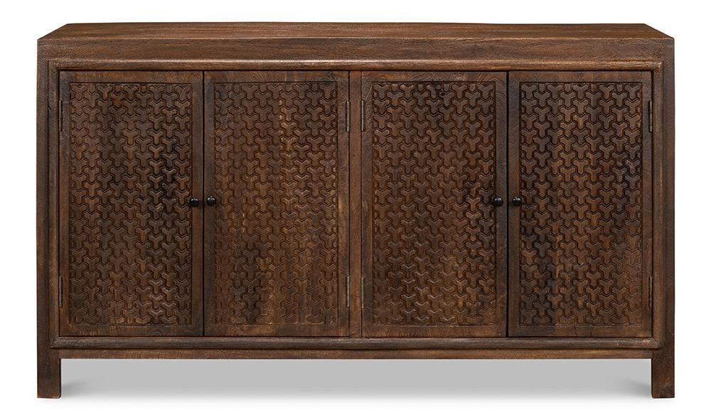 Sarreid Ltd - Battle Chainmail 4 Door Sideboard - Brown - 53648 veiw 2