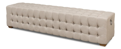 Sarreid Ltd - Beam Bench, Tufted Beige Linen - 28683 veiw 1