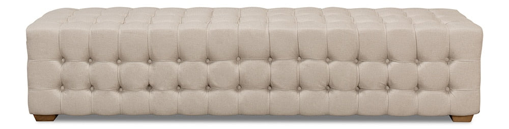 Sarreid Ltd - Beam Bench, Tufted Beige Linen - 28683 veiw 2
