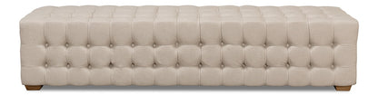Sarreid Ltd - Beam Bench, Tufted Beige Linen - 28683 veiw 2