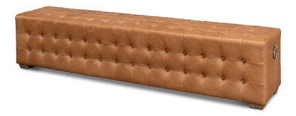 Sarreid Ltd - Beam Bench Tufted Leather - Brown - 53544 veiw 1