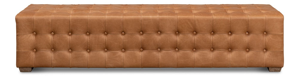 Sarreid Ltd - Beam Bench Tufted Leather - Brown - 53544 veiw 2
