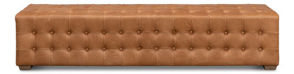 Sarreid Ltd - Beam Bench Tufted Leather - Brown - 53544 veiw 2