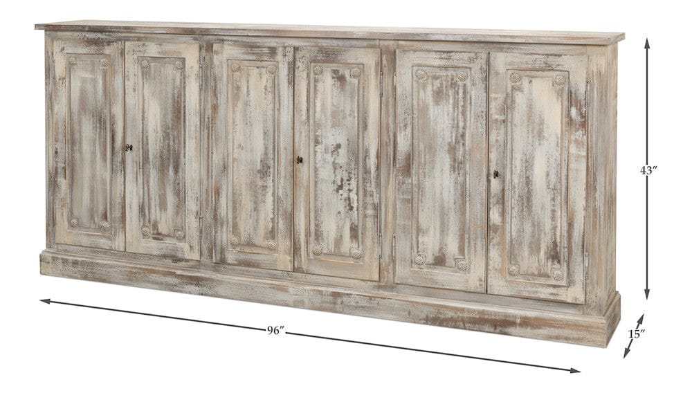 Sarreid Ltd - Bellagio Sideboard, 96",Grey Oak in Grey - R061-73 view 13