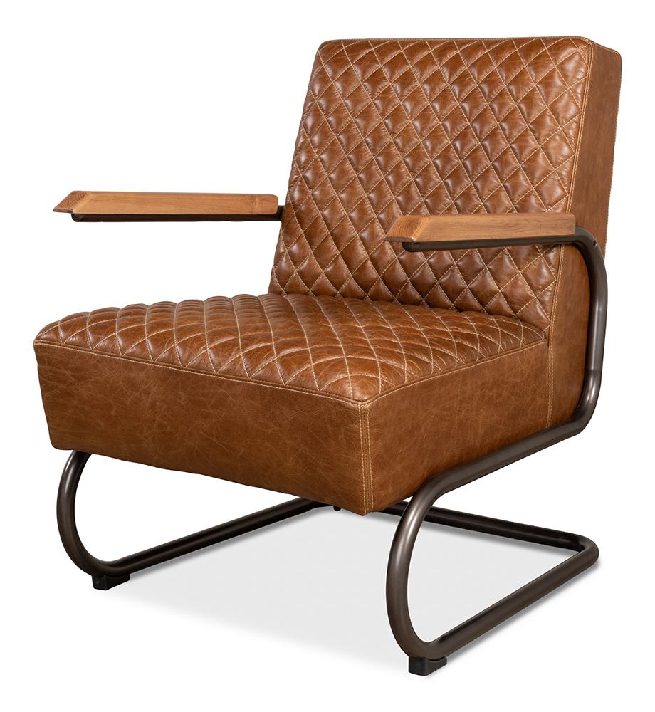 Sarreid Ltd - Beverly Hills Chair, Cuba Brown Leather - 28890 veiw 1