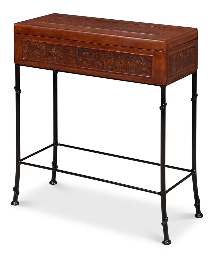 Sarreid Ltd - Botanical Leather Box On Stand - 18446 veiw 1