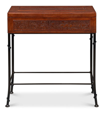 Sarreid Ltd - Botanical Leather Box On Stand - 18446 veiw 2