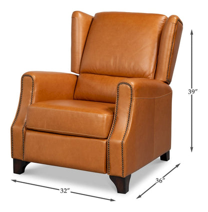 Sarreid Ltd - Bradford Leather Recliner in Brown - 54304 view 13