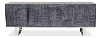 Sarreid Ltd - Bronzini Credenza, Embossed Blue/Grey - 53136 veiw 2