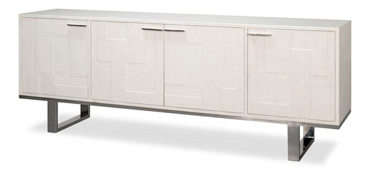 Sarreid Ltd - Bronzini Credenza, Embossed White in White - 53136-W view 1