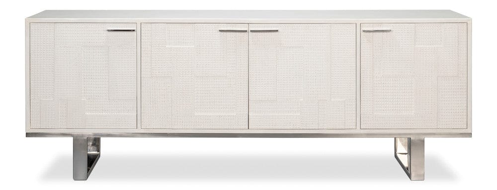Sarreid Ltd - Bronzini Credenza, Embossed White in White - 53136-W view 2