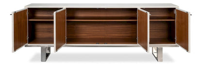 Sarreid Ltd - Bronzini Credenza, Embossed White in White - 53136-W view 3