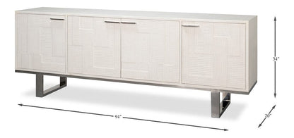 Sarreid Ltd - Bronzini Credenza, Embossed White in White - 53136-W view 12