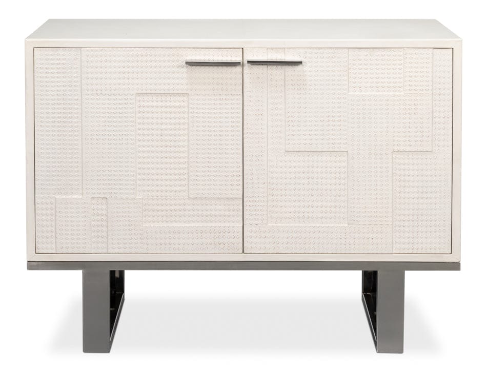 Sarreid Ltd - Bronzini Credenza, Small,Embossed White in White - 53782-W view 1