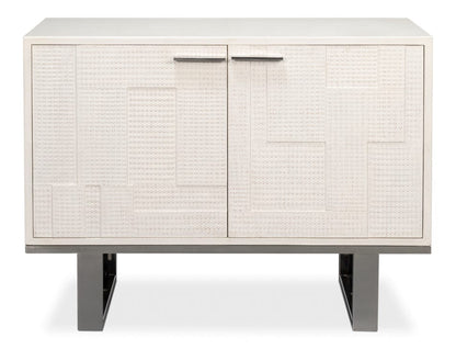 Sarreid Ltd - Bronzini Credenza, Small,Embossed White in White - 53782-W view 1