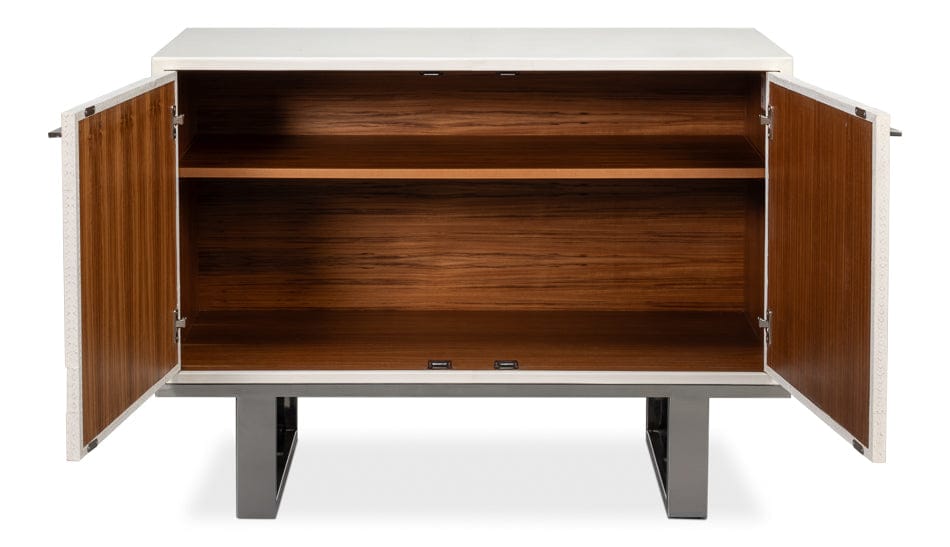 Sarreid Ltd - Bronzini Credenza, Small,Embossed White in White - 53782-W view 2