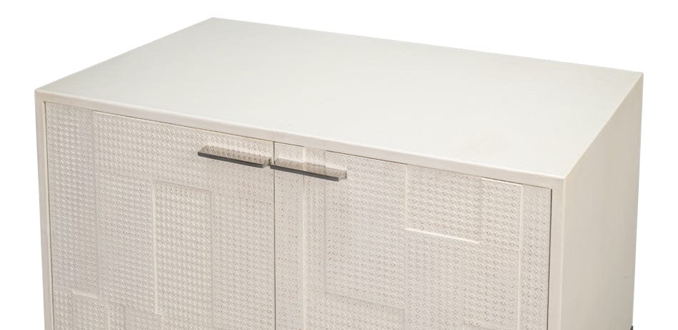 Sarreid Ltd - Bronzini Credenza, Small,Embossed White in White - 53782-W view 3