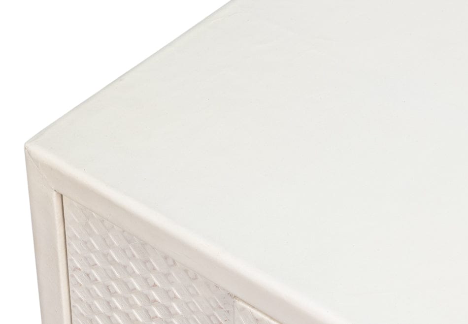 Sarreid Ltd - Bronzini Credenza, Small,Embossed White in White - 53782-W view 4