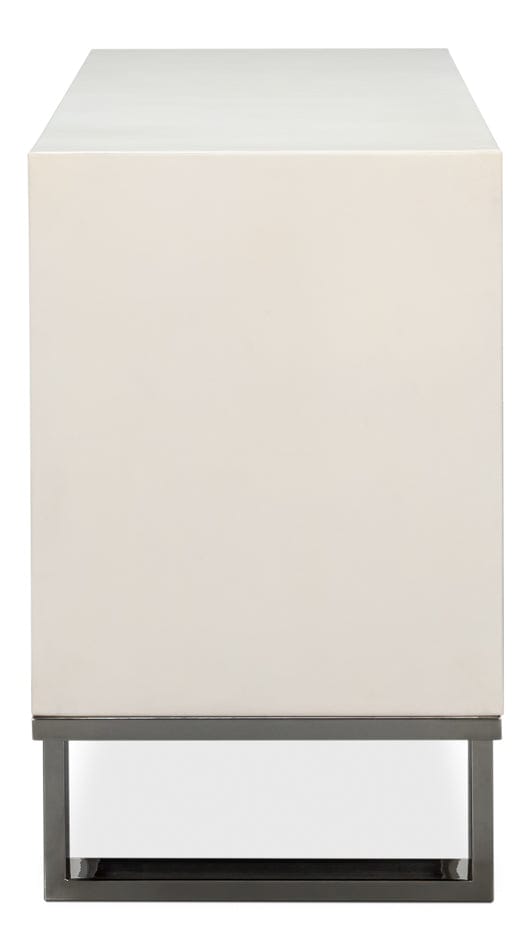 Sarreid Ltd - Bronzini Credenza, Small,Embossed White in White - 53782-W view 7