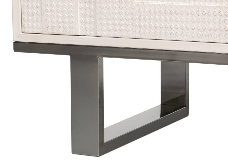 Sarreid Ltd - Bronzini Credenza, Small,Embossed White in White - 53782-W view 9