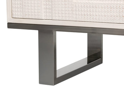 Sarreid Ltd - Bronzini Credenza, Small,Embossed White in White - 53782-W view 9