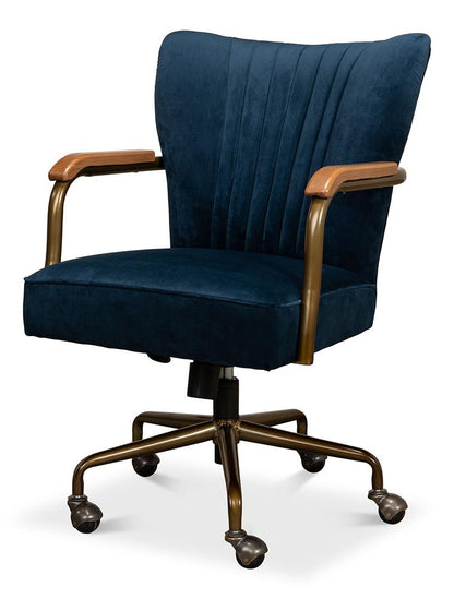 Sarreid Ltd - Brooks Swivel Chair - Blue - 30615 veiw 1