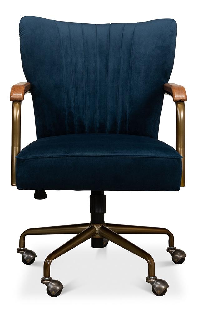 Sarreid Ltd - Brooks Swivel Chair - Blue - 30615 veiw 2