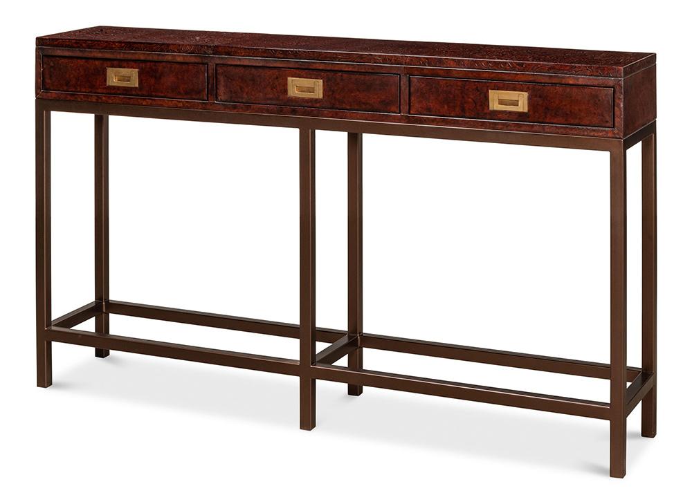 Sarreid Ltd - Campaign Embossed Console - Brown - 29859 veiw 1