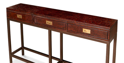Sarreid Ltd - Campaign Embossed Console in Brown - 29859 view 4