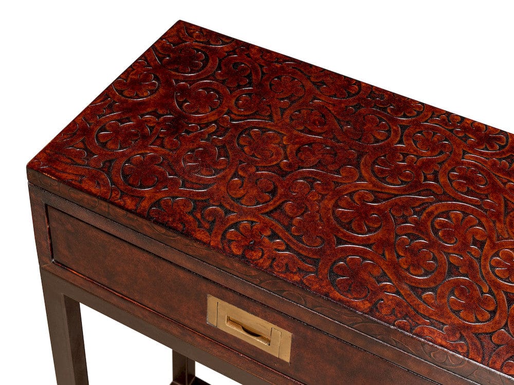 Sarreid Ltd - Campaign Embossed Console in Brown - 29859 view 5