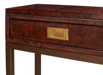 Sarreid Ltd - Campaign Embossed Console in Brown - 29859 view 6