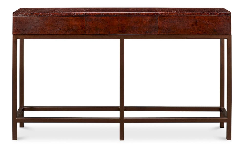 Sarreid Ltd - Campaign Embossed Console in Brown - 29859 view 7