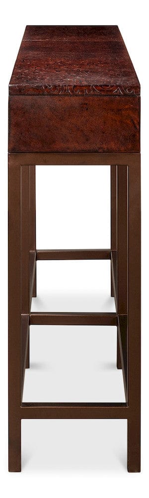 Sarreid Ltd - Campaign Embossed Console in Brown - 29859 view 8