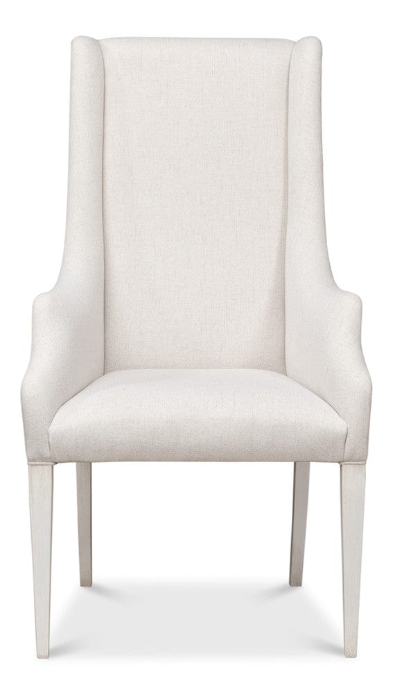 Sarreid Ltd - Captains Chair,Cortina White,Cream Fabrc in White - U226-08AS view 2