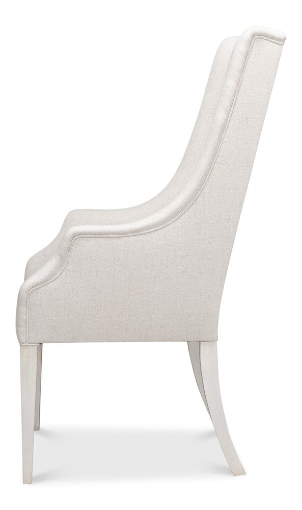 Sarreid Ltd - Captains Chair,Cortina White,Cream Fabrc in White - U226-08AS view 3