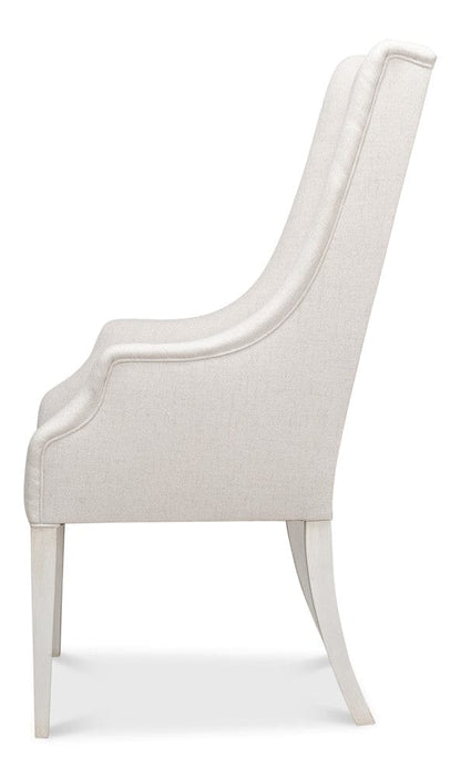 Sarreid Ltd - Captains Chair,Cortina White,Cream Fabrc in White - U226-08AS view 3
