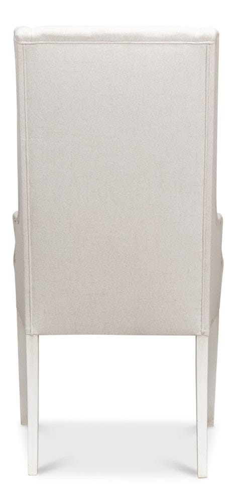 Sarreid Ltd - Captains Chair,Cortina White,Cream Fabrc in White - U226-08AS view 4