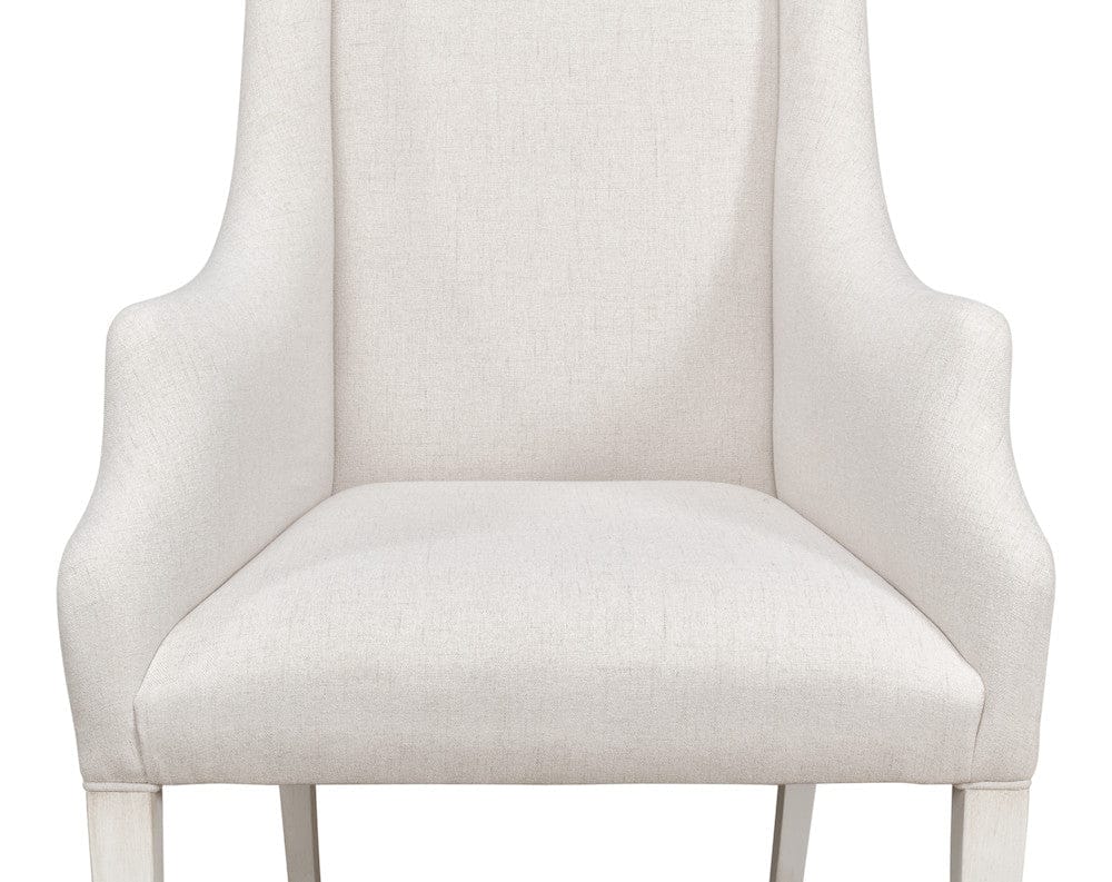 Sarreid Ltd - Captains Chair,Cortina White,Cream Fabrc in White - U226-08AS view 6