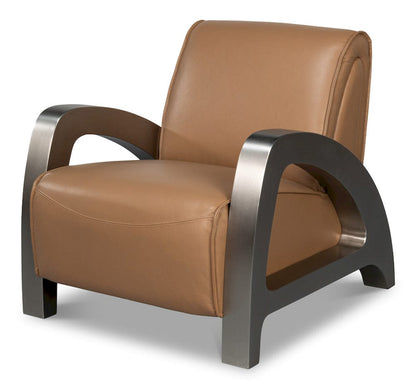 Sarreid Ltd - Carlisle Armchair, Caramel Brown Leather in Brown - 54242-CB view 1