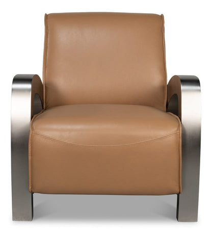 Sarreid Ltd - Carlisle Armchair, Caramel Brown Leather in Brown - 54242-CB view 2