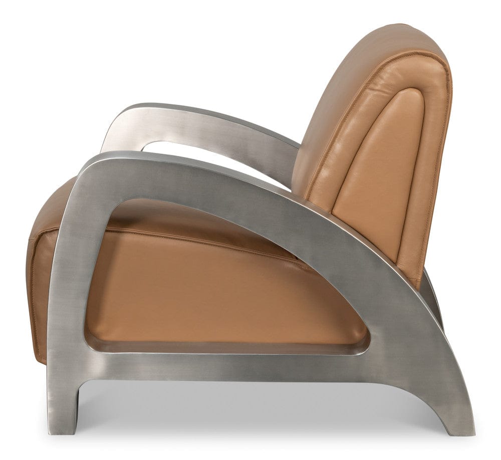 Sarreid Ltd - Carlisle Armchair, Caramel Brown Leather in Brown - 54242-CB view 3